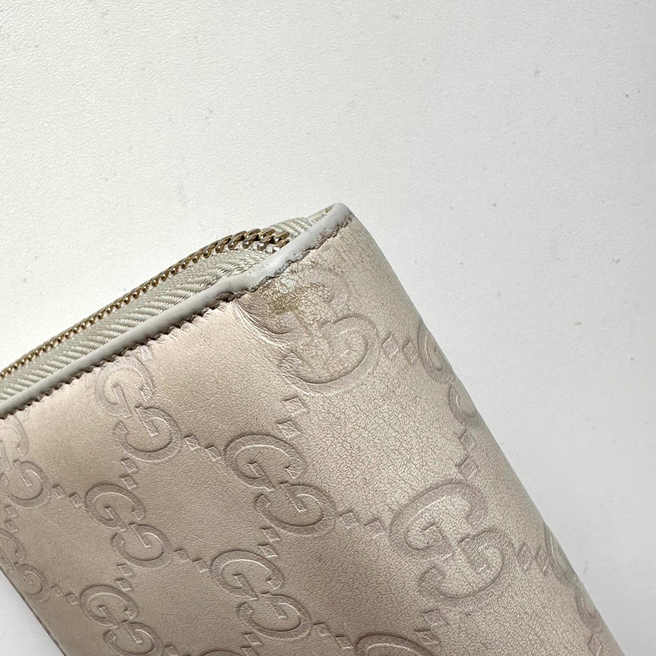グッチ GUCCI 長財布 シマ GG柄 アイボリー - メルカリ