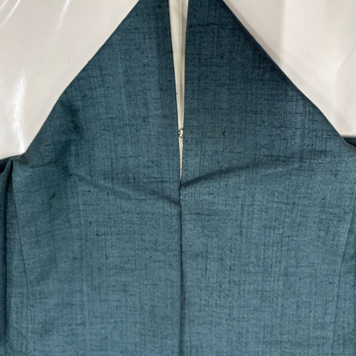 【美品】 付下げ 身丈150.5cm 裄丈62.5cm S 袷 紬地 落款 幾何学 小花 金彩 青緑 正絹 秀品 【中古】