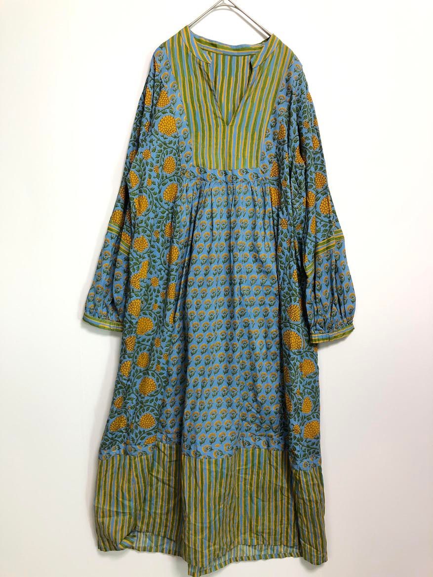 simplicite シンプリシテェ B.C STOCK パネルプリント フラワー 花柄 ロング ワンピース ブルー/グリーン/イエロー ■◆◎レディース 7,584円