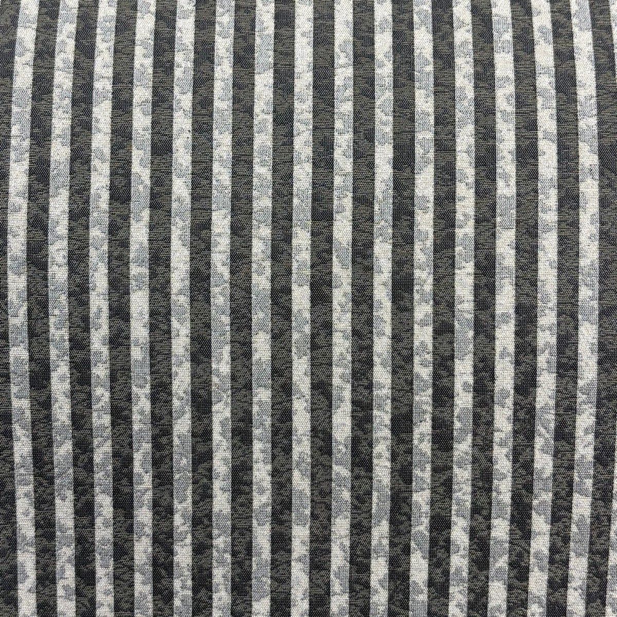 【美品】 袋帯 秀品 縞 幾何学模様 銀通し 灰色 全通 正絹 【中古】