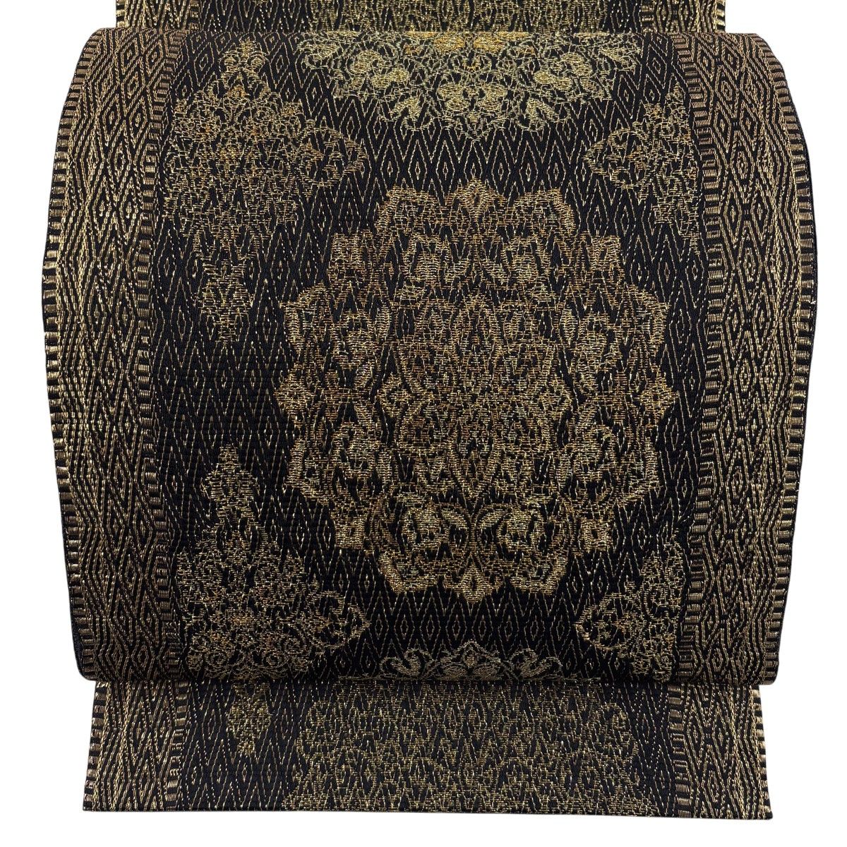 【美品】 袋帯 秀品 華文 菱 箔 黒 六通 正絹 【中古】 6,336円