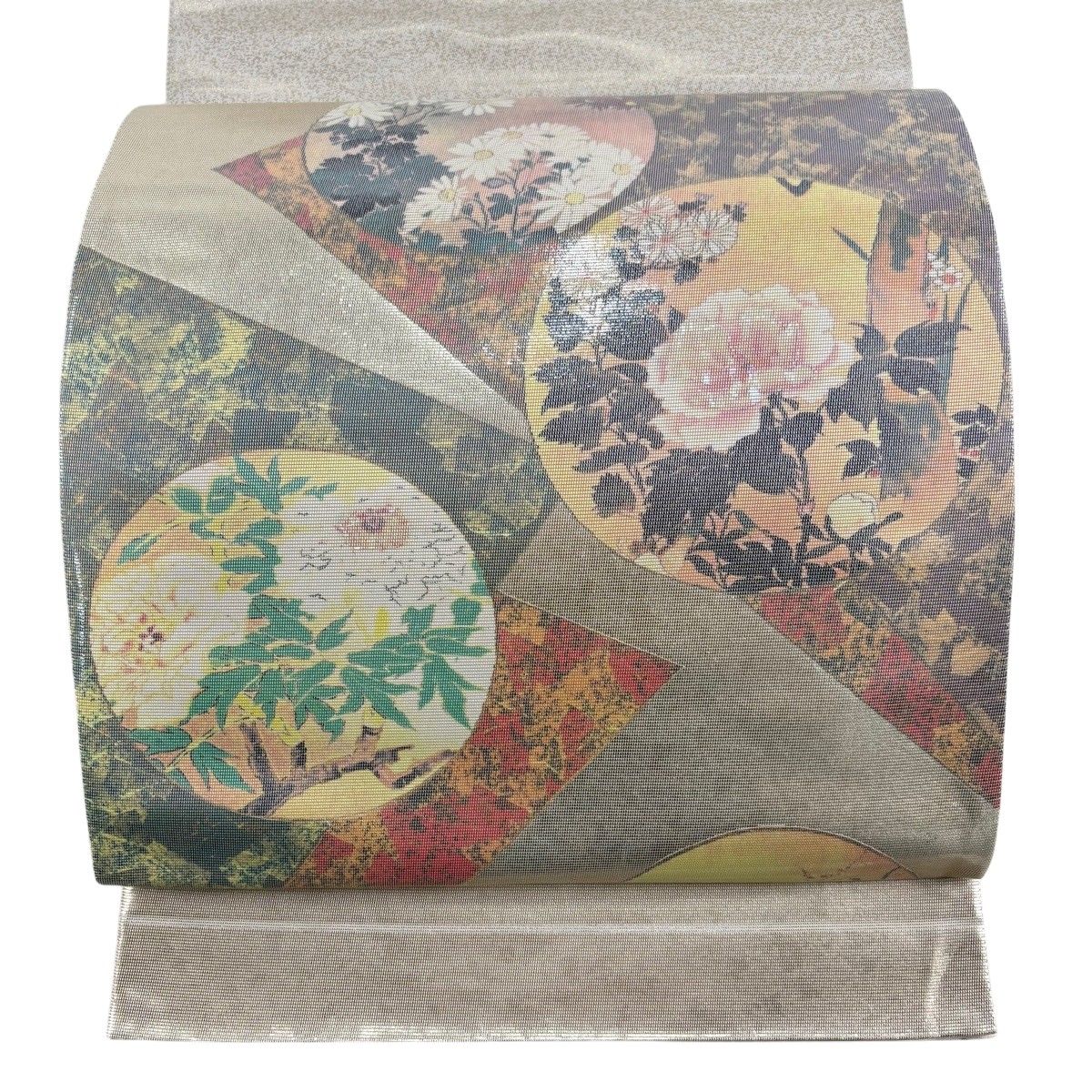 【美品】 袋帯 秀品 証紙 草花 丸文 箔 金色 お太鼓柄 正絹 【中古】 6,160円