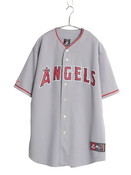 【お得なクーポン配布中!】 エンゼルス ベースボール シャツ メンズ XXL 程/ MLB オフィシャル マジェスティック 大リーグ ユニフォーム 重ね着 ジャージ 大きいサイズ