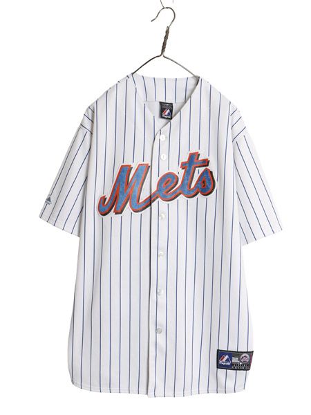 【お得なクーポン配布中!】 メッツ ベースボール シャツ メンズ XXL 程/ MLB オフィシャル マジェスティック 大リーグ ユニフォーム ゲームシャツ 重ね着 大きいサイズ