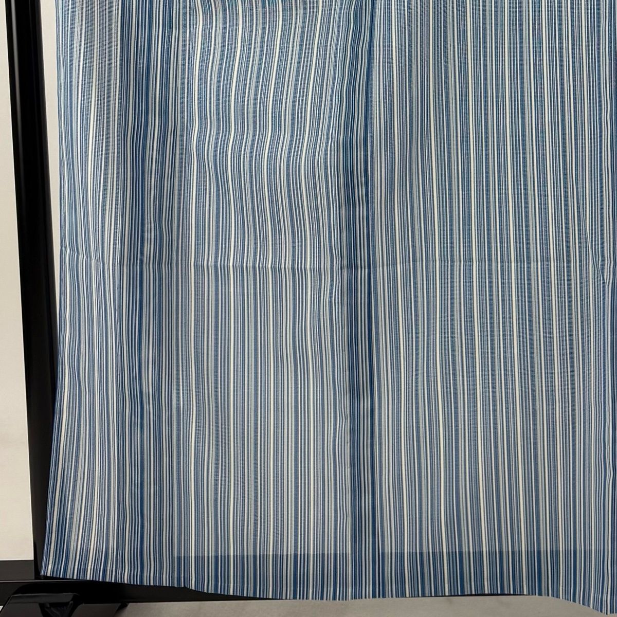 送料無料】小紋 身丈161.5cm 裄丈65cm M 薄物 絽 洗える着物 縦縞 青