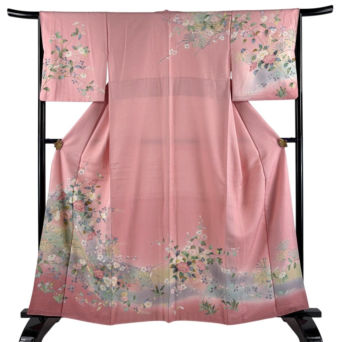 美品】 訪問着 身丈160.5cm 裄丈64.5cm M 袷 枝花 若松 金彩 ぼかし