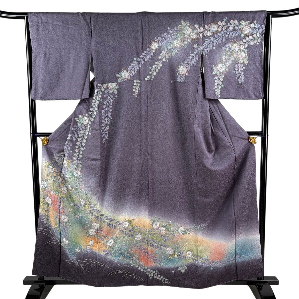 訪問着 身丈160cm 裄丈64.5cm M 袷 辻が花 金彩 ぼかし 灰紫 正絹 名品 【中古】 13,884円