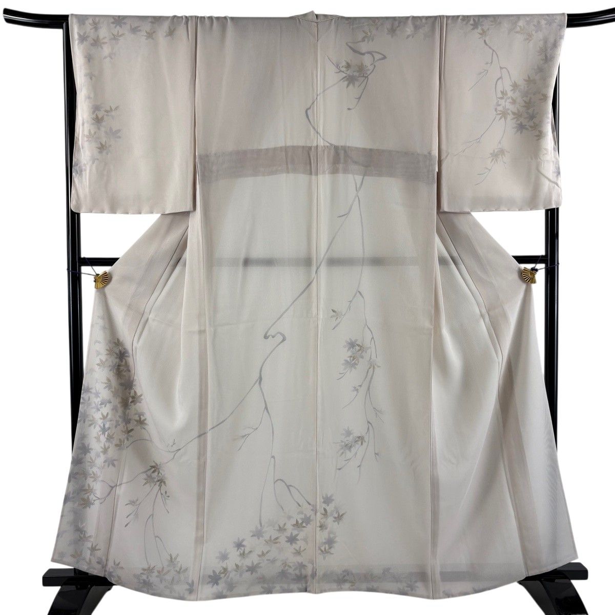 美品】 訪問着 身丈162cm 裄丈66cm M 紗絽袷 楓 薄小豆 正絹 名品