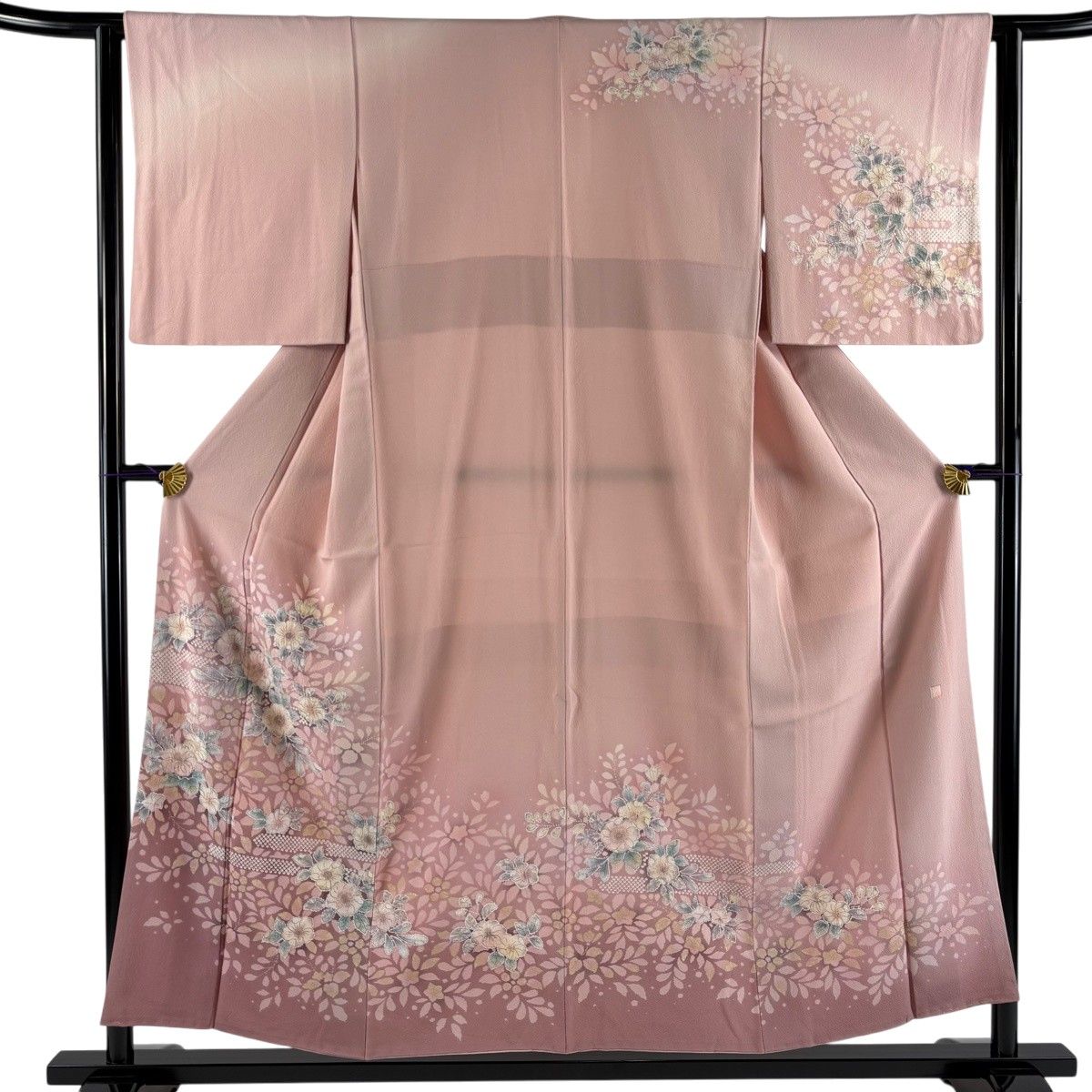 【美品】 訪問着 身丈155cm 裄丈62cm S 袷 落款 草花 ヱ霞 金彩 ピンク 正絹 名品 【中古】 12,166円