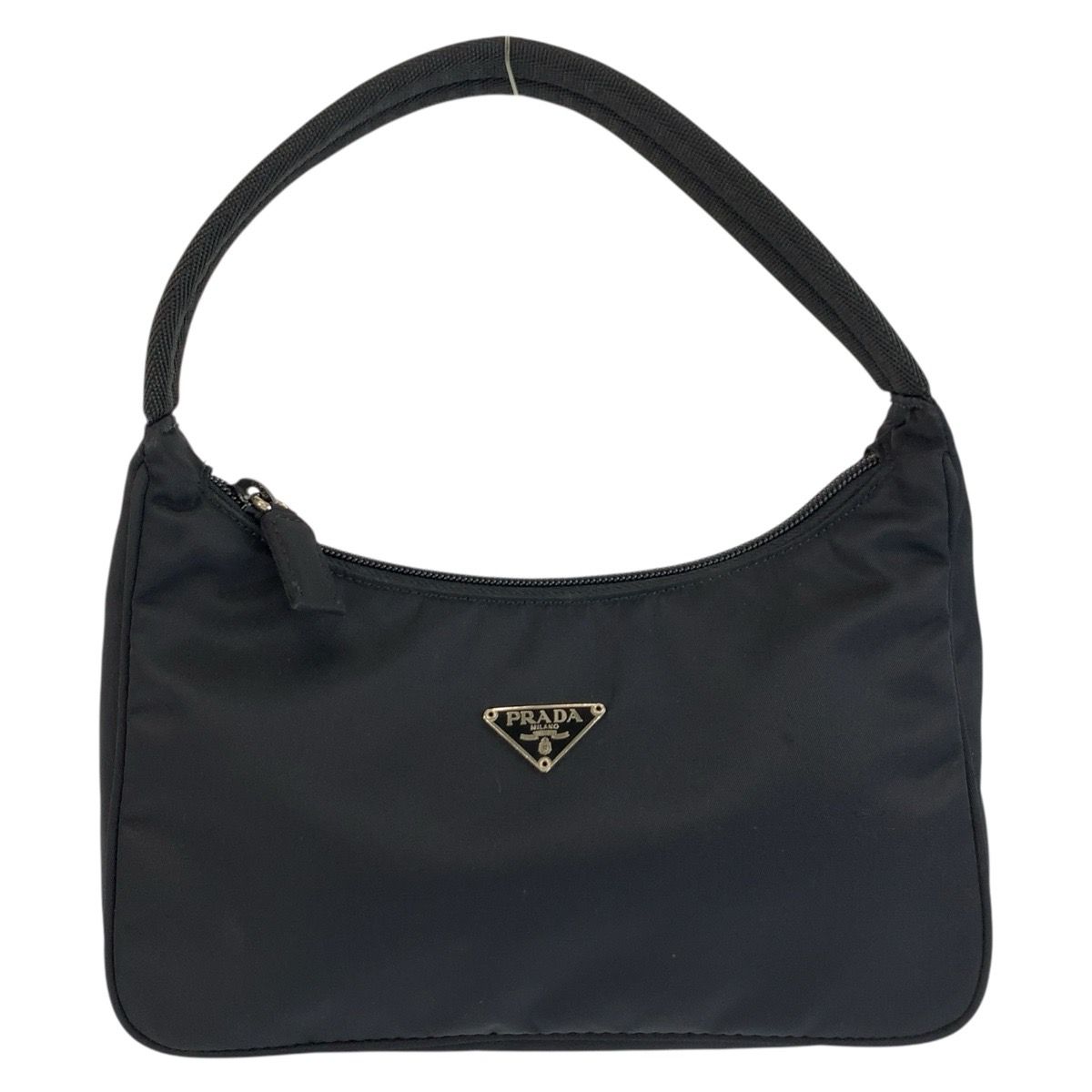 美品 PRADA プラダ テスート 三角ロゴプレート ブラック 黒 シルバー