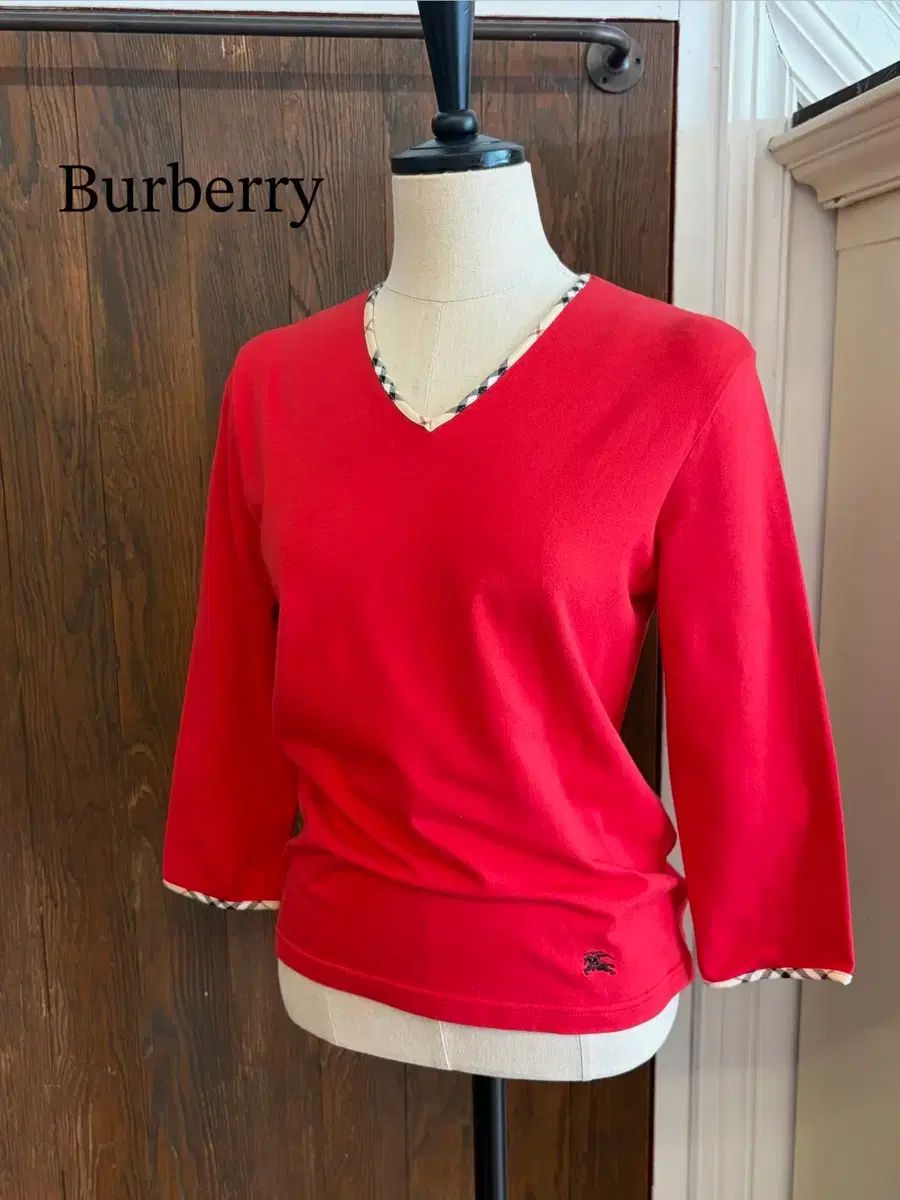 BURBERRY バーバリー 正規品 レッド 赤 7分袖 ノヴァチェック Tシャツ