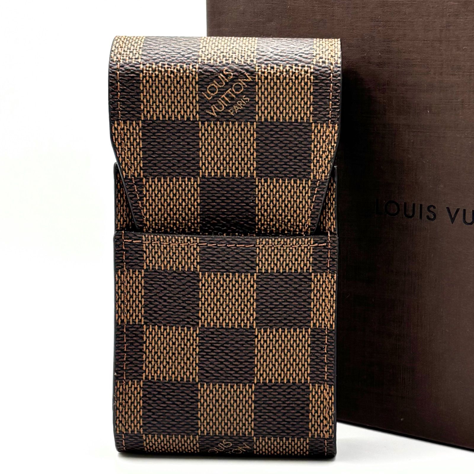 LOUIS VUITTON ルイ・ヴィトン ダミエ エベヌ シガレットケース エテュイ・シガレット ブラウン系 タバコケース 小物入れ フランス製【送料無料】