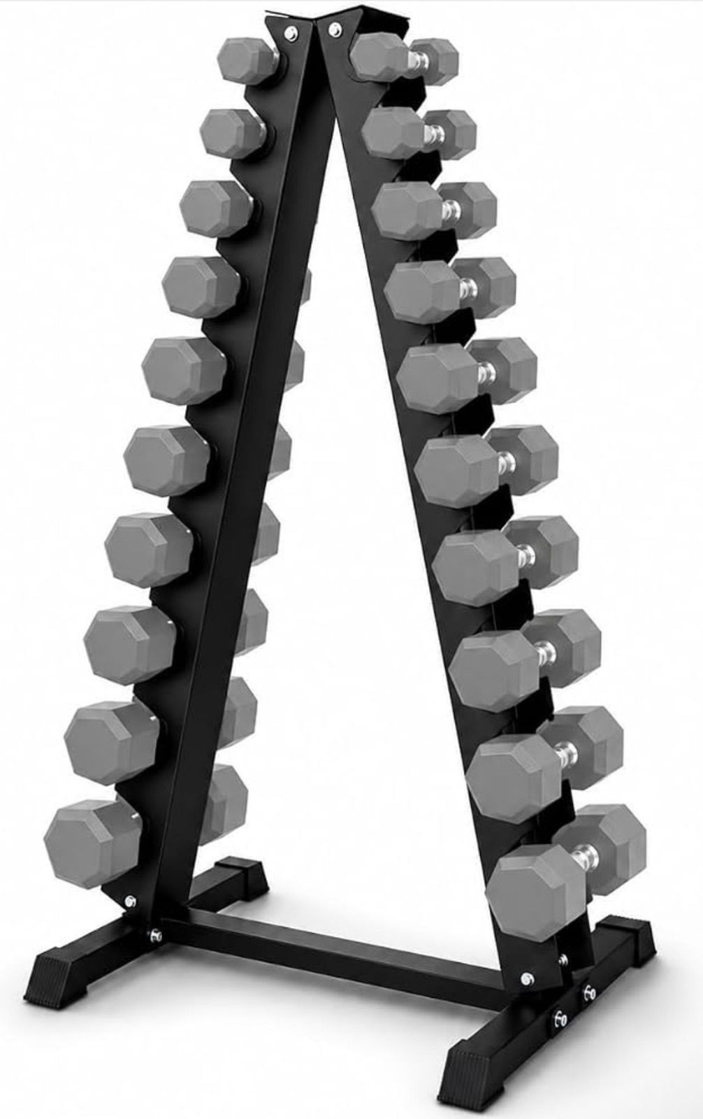 【全国のパーソナルジムに導入】ダンベルラック ツリー式 20本収納 耐荷重400kg 保護プロテクター付き ホームジム・パーソナルジム・商業ジム対応 高強度スチール製 省スペース収納