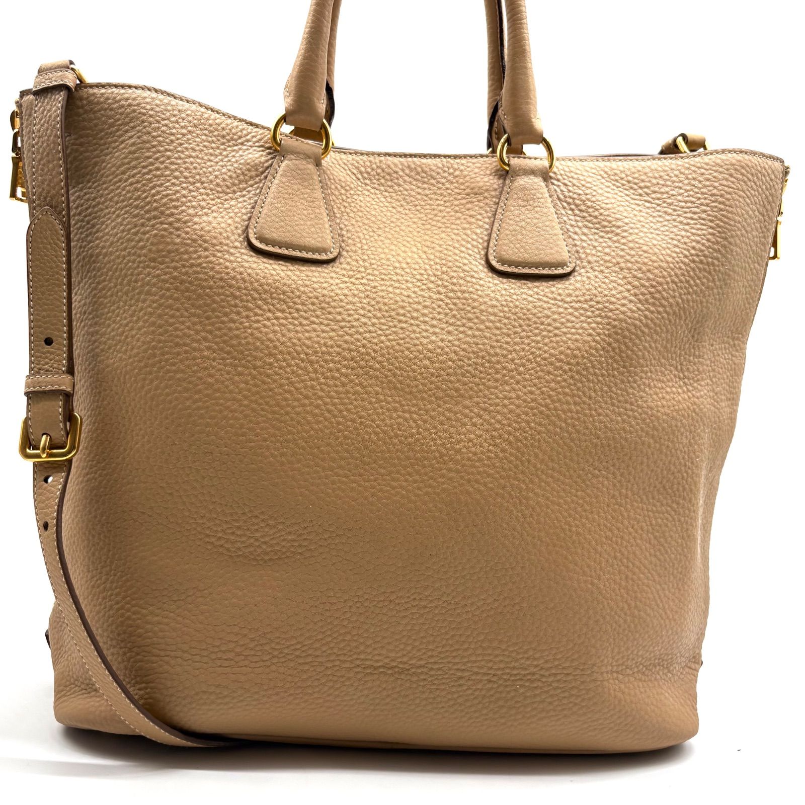 良品✨】PRADA 2way Vitello Daino Leather Tote Bag Beige プラダ 