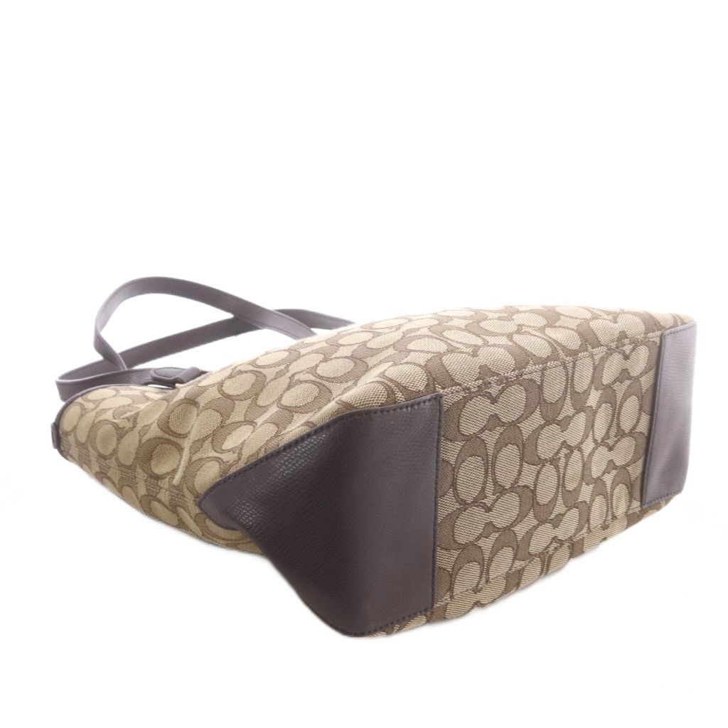 コーチ COACH トートバッグ レザー キャンバス シグネチャー ロゴ 茶色