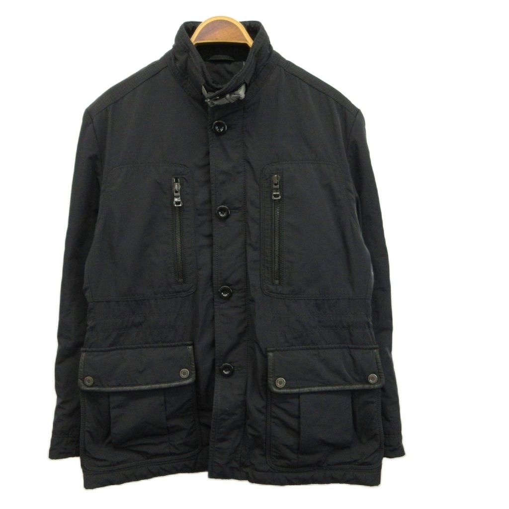 ヒューゴボス HUGO BOSS タバードジャケット tabox Jakcet 上着 48 黒 ブラック 無地 スタンドカラー 長袖 アウター 50185708 /YU ■GY18