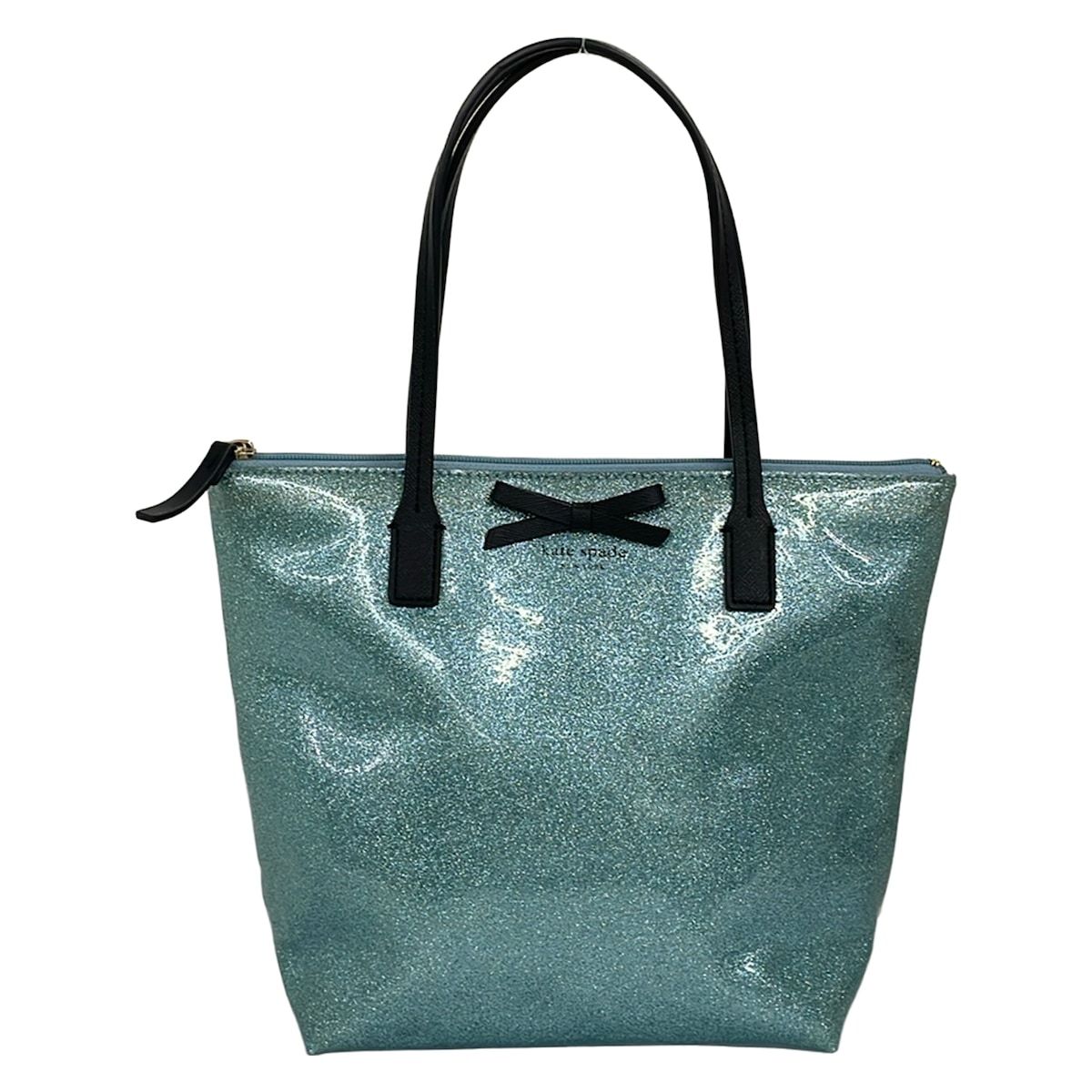Kate spade(ケイトスペード) ハンドバッグ Mavis Street Jeralyn WKRU3579 ライトブルー×黒 グリッター/リボン レザー