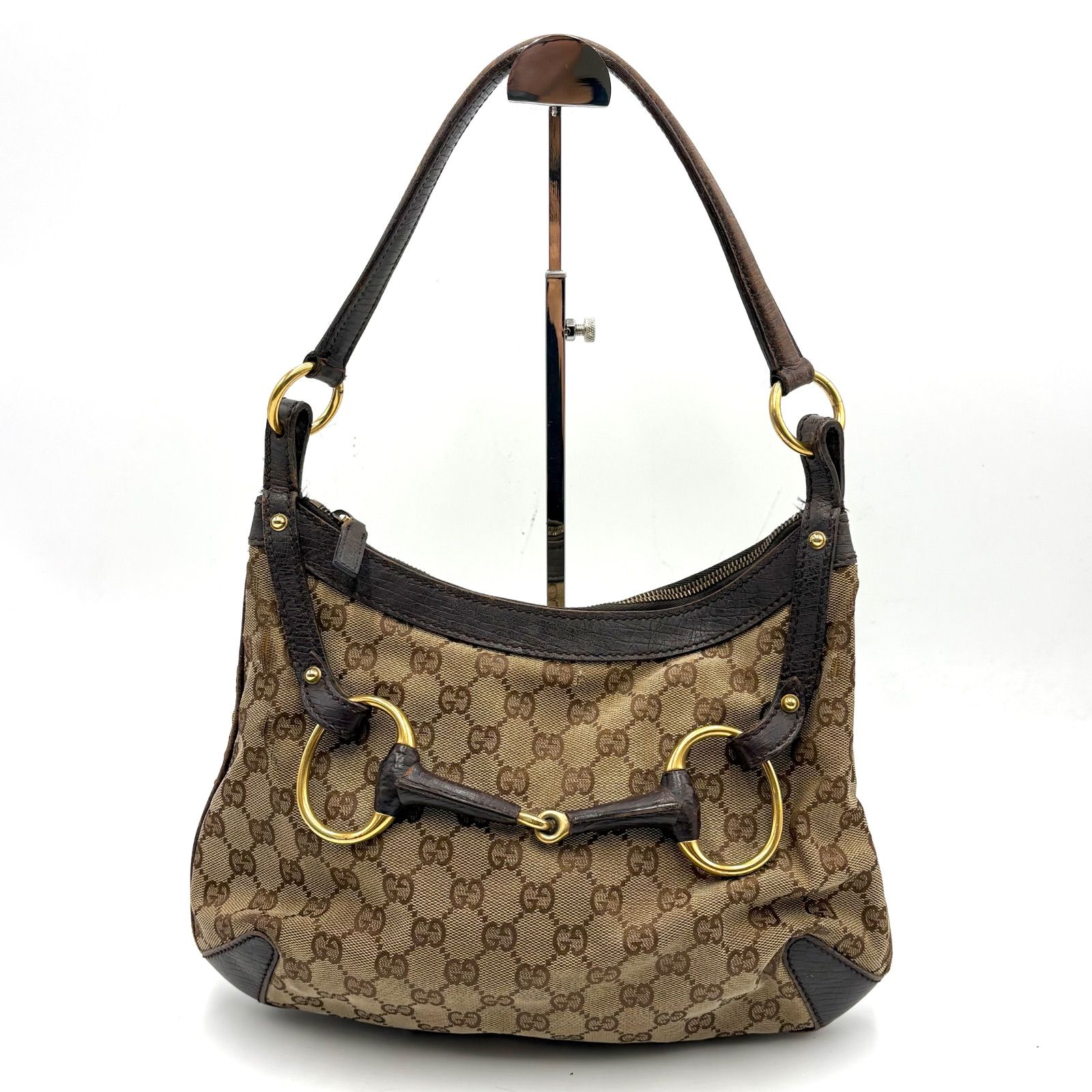 GUCCI グッチ ホースビット GGキャンバス ショルダーバッグ ブラウン 114890