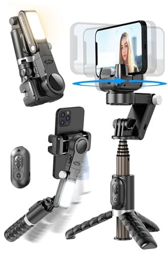 Ncolor Q18 ジンバル 自撮り棒 スマホ三脚 3in1 折りたたみ式 コンパクト設計 LEDライト付き Bluetoothリモコン付き 日本語説明書付きi 3780b5ee