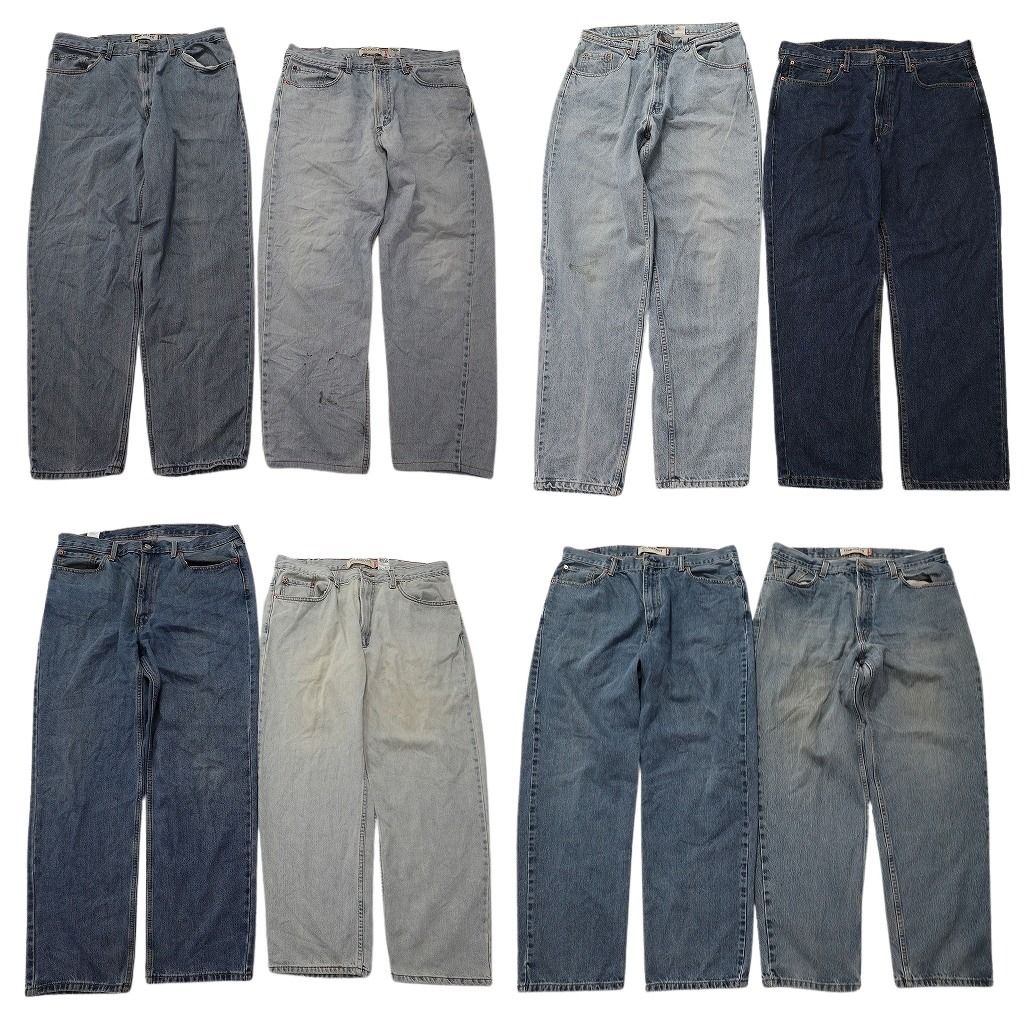 古着卸 まとめ売り リーバイス 550・560 デニムパンツ 8枚セット ( メンズ 38 ) ワイド リラックス ジッパーフライ 中古 古着 NF8583