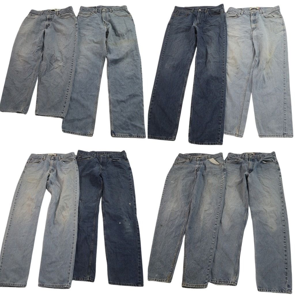 古着卸 まとめ売り リーバイス 550・560 デニムパンツ 8枚セット ( メンズ 34/33 ) ワイド リラックス ジッパーフライ 中古 古着 NF8608 14,659円