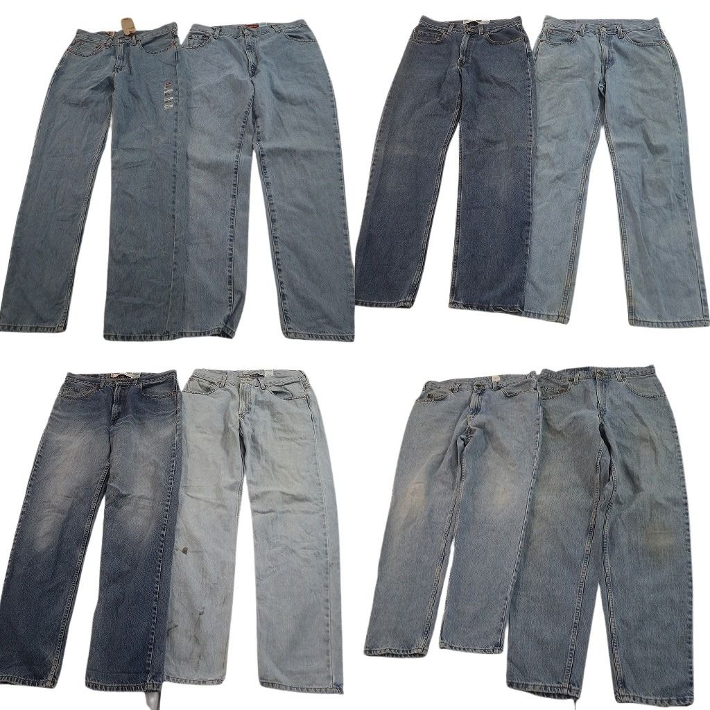 古着卸 まとめ売り リーバイス 550・560 デニムパンツ 8枚セット ( メンズ 33/32 ) ワイド リラックス ジッパーフライ 中古 古着 NF8609