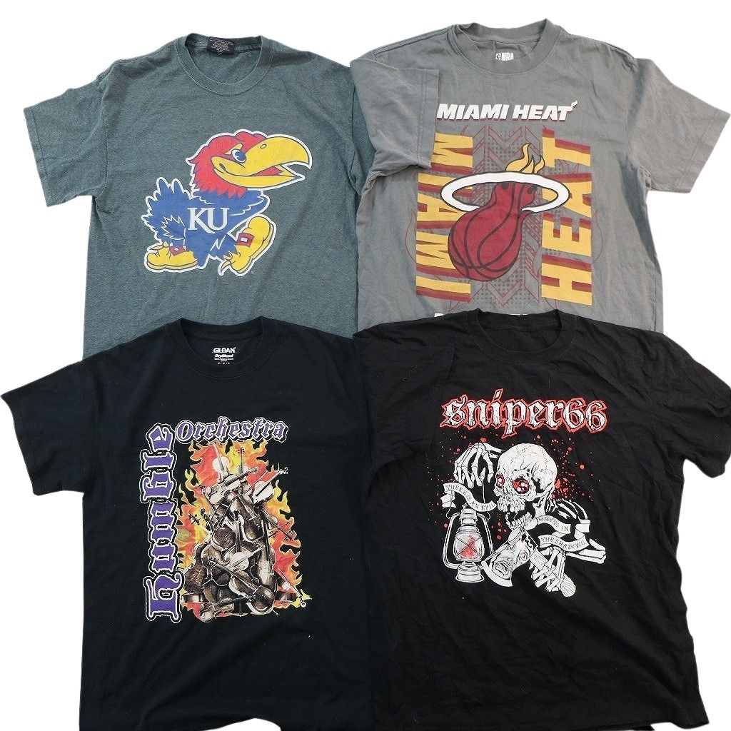 古着卸 まとめ売り プリント Tシャツ 16枚セット ( メンズ Ｍ ) アニマル スカル柄 スポーツ レーシング アーチロゴ 中古 古着 NF8657