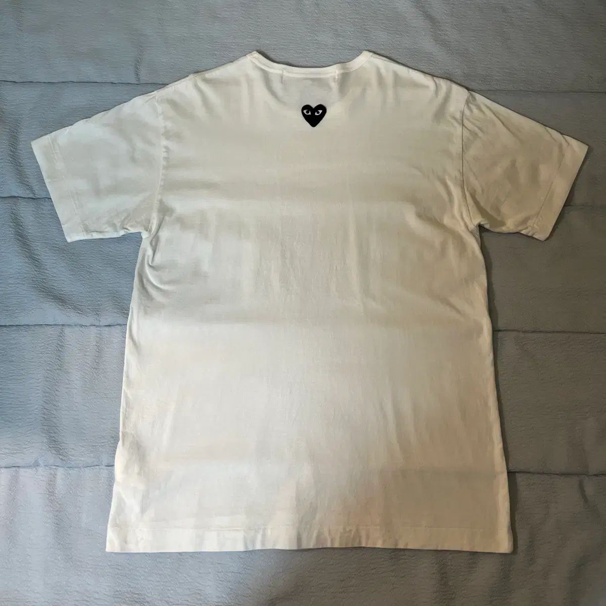 PLAY COMME des GARCONS バッグ ブラック ハート 刺繍 ロゴ 半袖Tシャツ ホワイト XL 状態良し