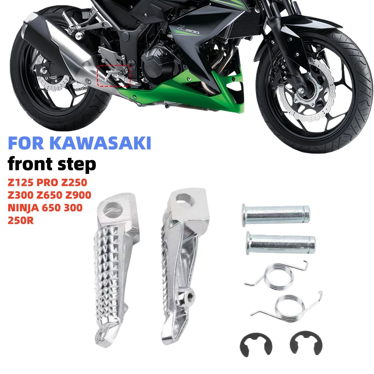 カワサキ Z125Pro Z250 Z300 Z650 Z900 NINJA250 300 650 VERSYS X300対応 フロントフットペグ