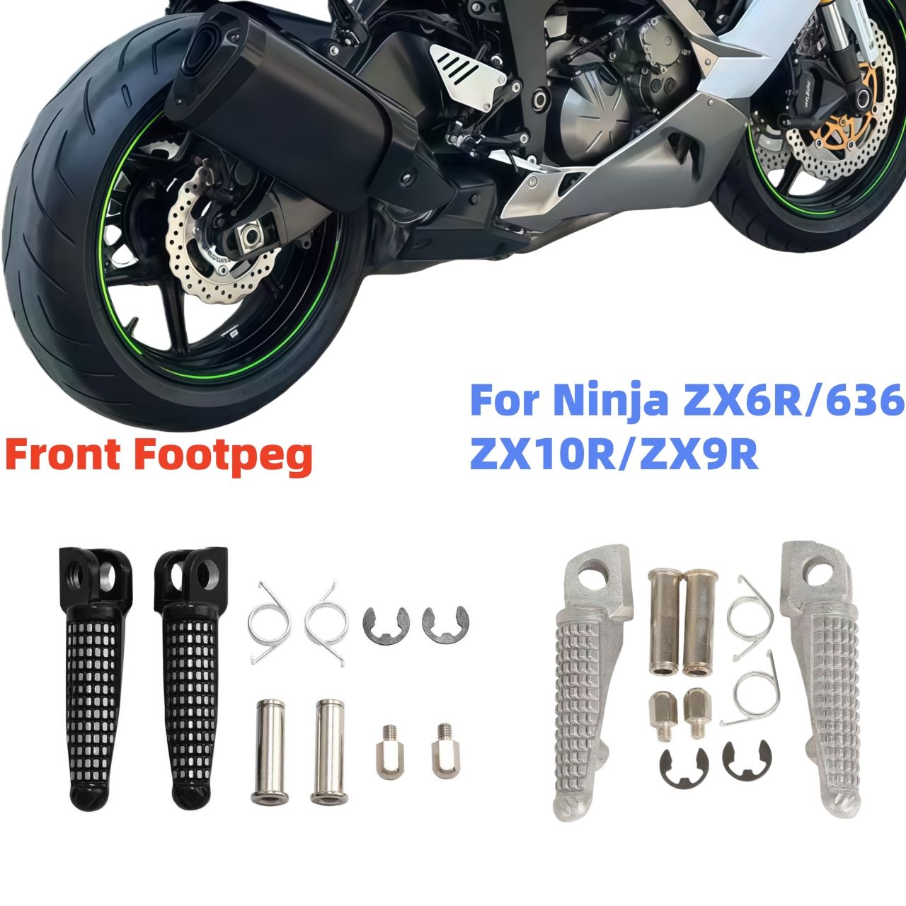 カワサキ ニンジャ ZX6R ZX636 Z1000 650R ER6N ER6F対応 フロントフットペグ
