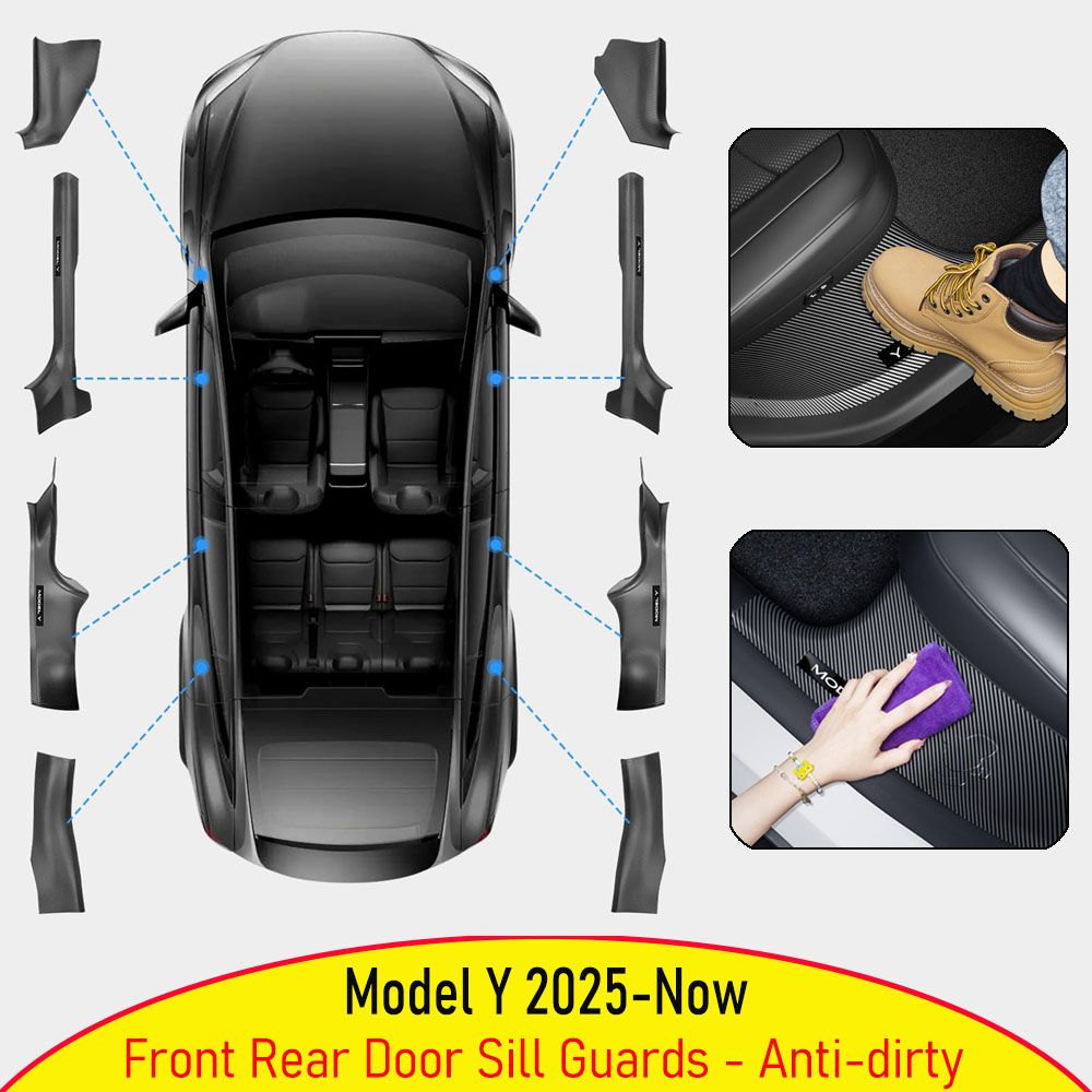 Tesmayx テスラ モデルY ジュニパー 2025〜2026対応 ドアシルプロテクター 8個セット