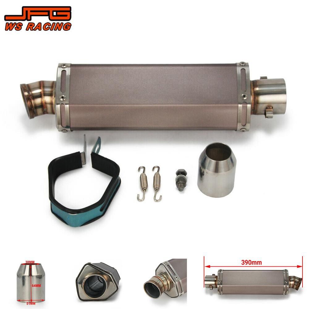 JFGRACING 汎用 排気マフラーパイプ 38〜51mm ステンレス BMW ヤマハ カワサキ KTM ホンダ対応