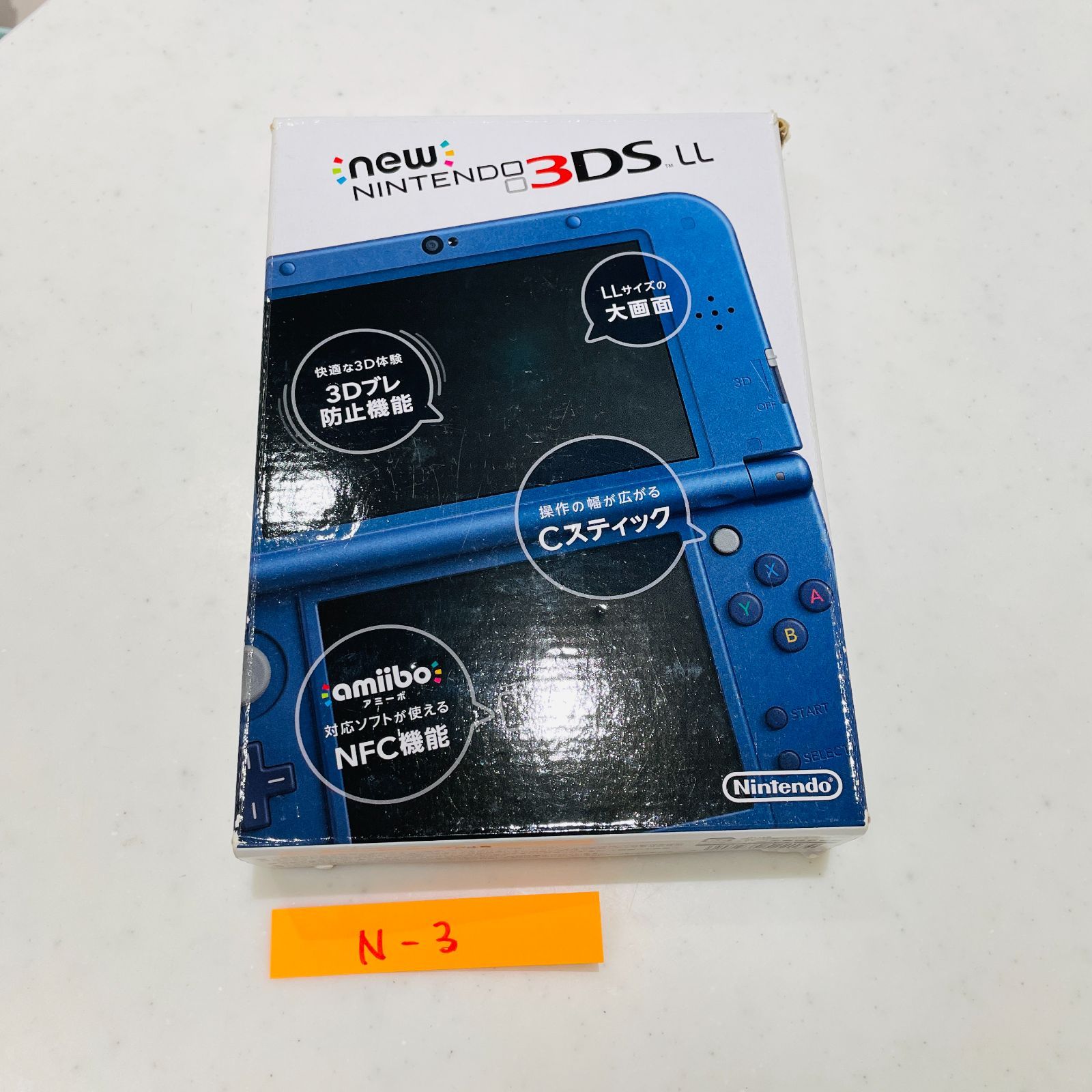 Newニンテンドー3DS LL メタリックブルー 外箱付 外装・画面スレ傷多め 動作品 タッチペン付 103613398
