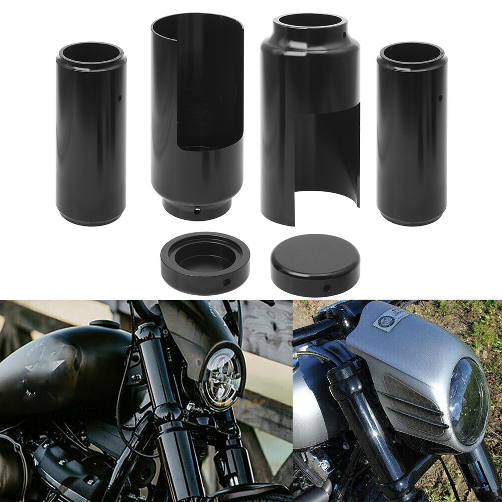MotoBach ハーレー ソフテイル ブレイクアウト FXSB 2013〜2017対応 アルミ フォークカバー フォークチューブキャップセット ブラック