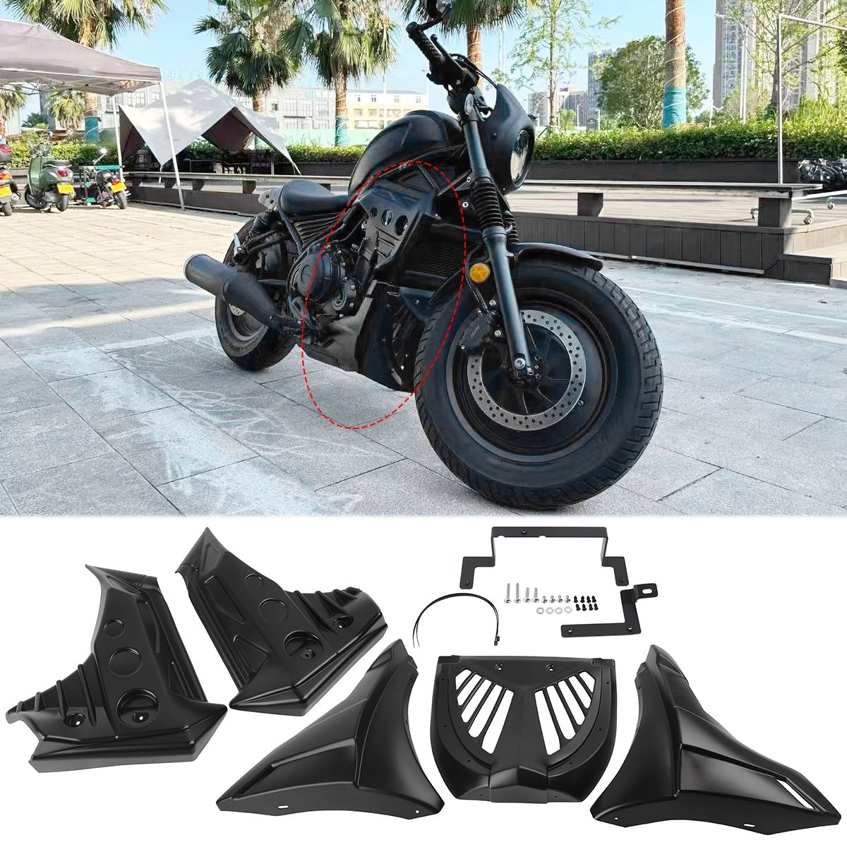 MotoBach ホンダ レブル CMX500 2017〜2024対応 エンジンフレームカバー サイドベリーパン