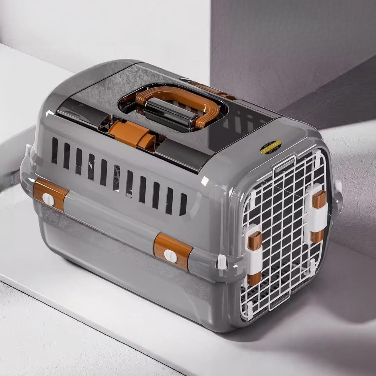 N&S ペットキャリー グレー M ハードキャリー トップオープン 猫 小型犬 通気 軽量 IATA基準対応 HKX02 | 通院・旅行・車移動・防災時に便利。上から出し入れしやすく、安定感のある本体で移動も安心i 4263177b