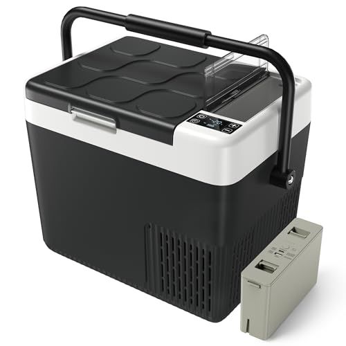 ★新品★EUHOMY 車載冷蔵庫 18L ポータブル冷蔵庫 バッテリー内蔵可能 ハンドル付き 車載冷蔵庫 小型 -20℃?20℃ 急速冷凍 コンプレッサー式 MAX/ECOモード 4WAY電源対応 コンパクト AC100V DC12V/24V e1ed5d39
