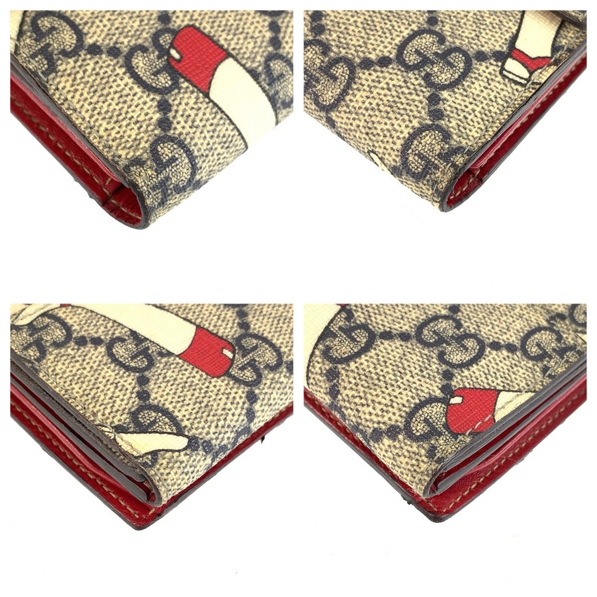 美品 GUCCI グッチ ブーツ柄 グレー レッド ゴールド金具 GGスプリーム