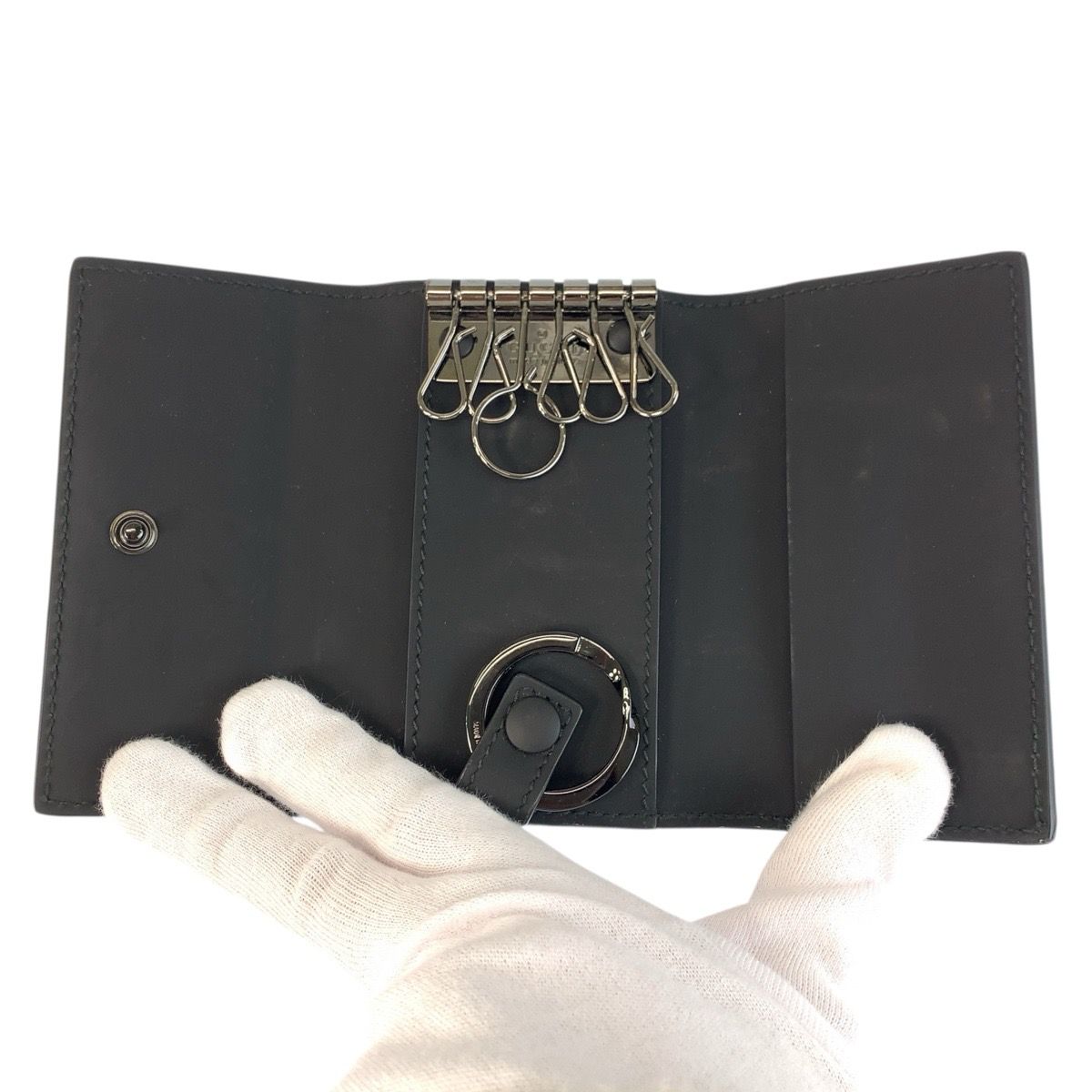 美品 GUCCI グッチ ラバーエフェクト ブラック 黒 レザー 771312 キー