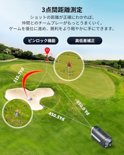 新品Wosportsゴルフレーザー距離計【3点間距離測定】最速0.01S測定