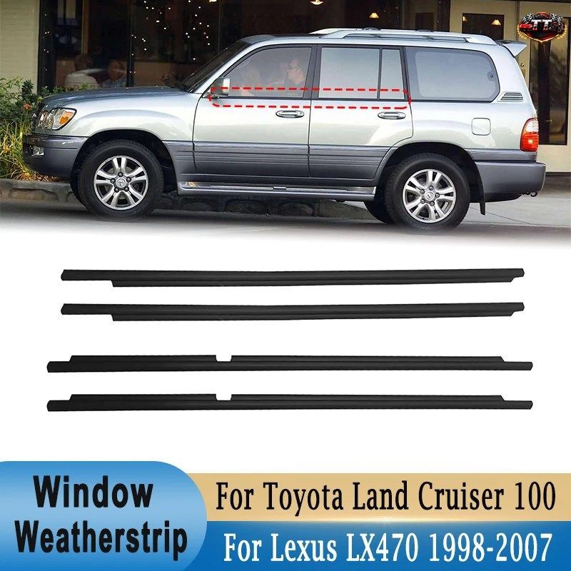 トヨタ ランドクルーザー LC100 / レクサス LX470 1998-2007 用 4個入り ウィンドウウェザーストリップ サイドドア ラバーシール ベルト モ
