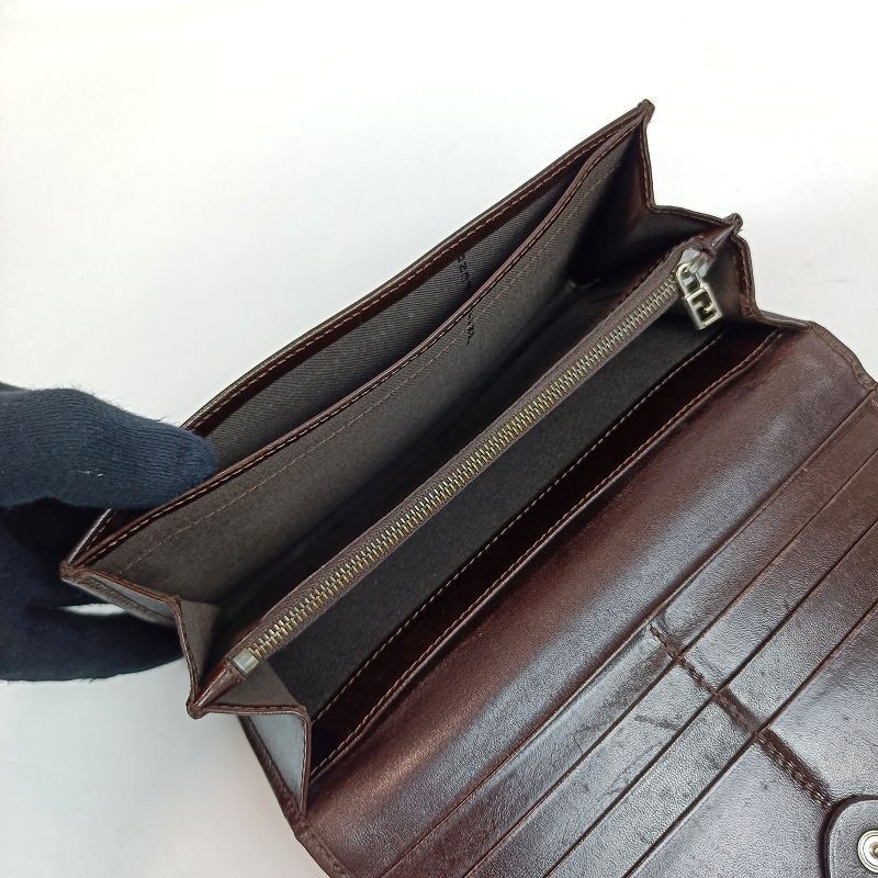 FENDI フェンディ ズッカ柄 長財布 ブラウン 茶色 フラップ ウォレット