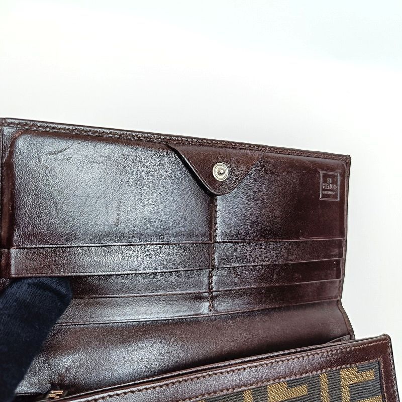 FENDI フェンディ ズッカ柄 長財布 ブラウン 茶色 フラップ ウォレット
