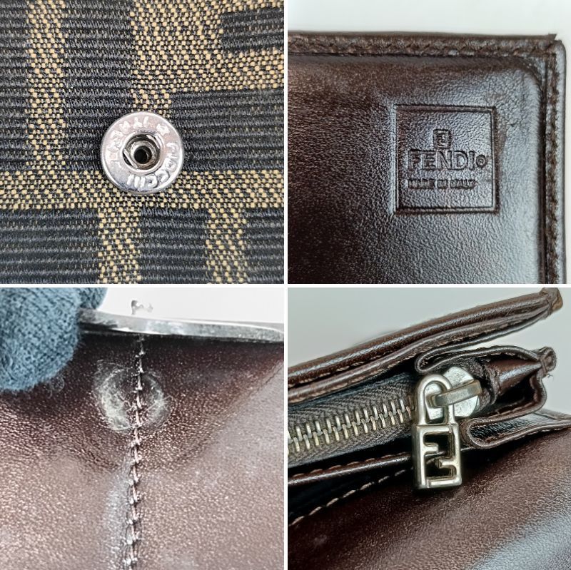 良品】FENDI フェンディ 長財布 ズッカ柄 ブラウン 小銭入れ Wホック 