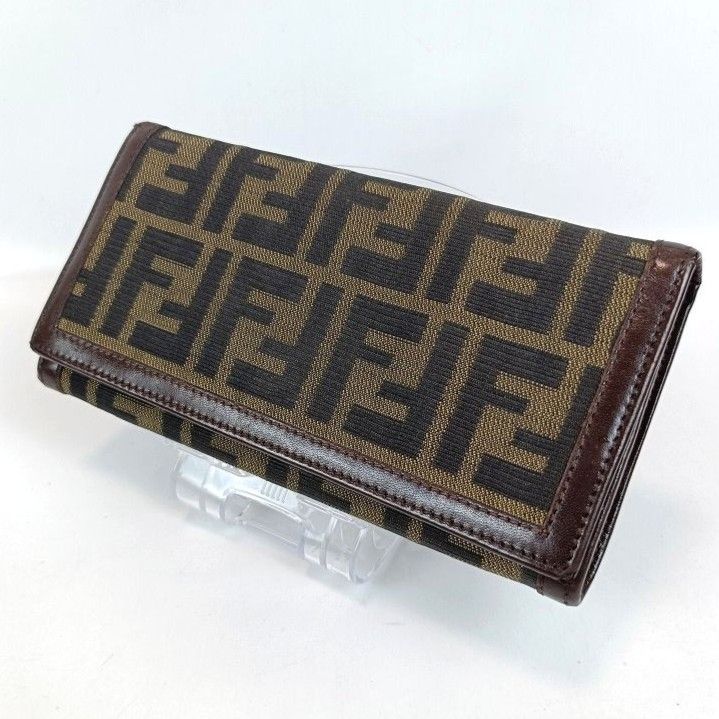 FENDI フェンディ ズッカ柄 長財布 ブラウン 茶色 フラップ ウォレット