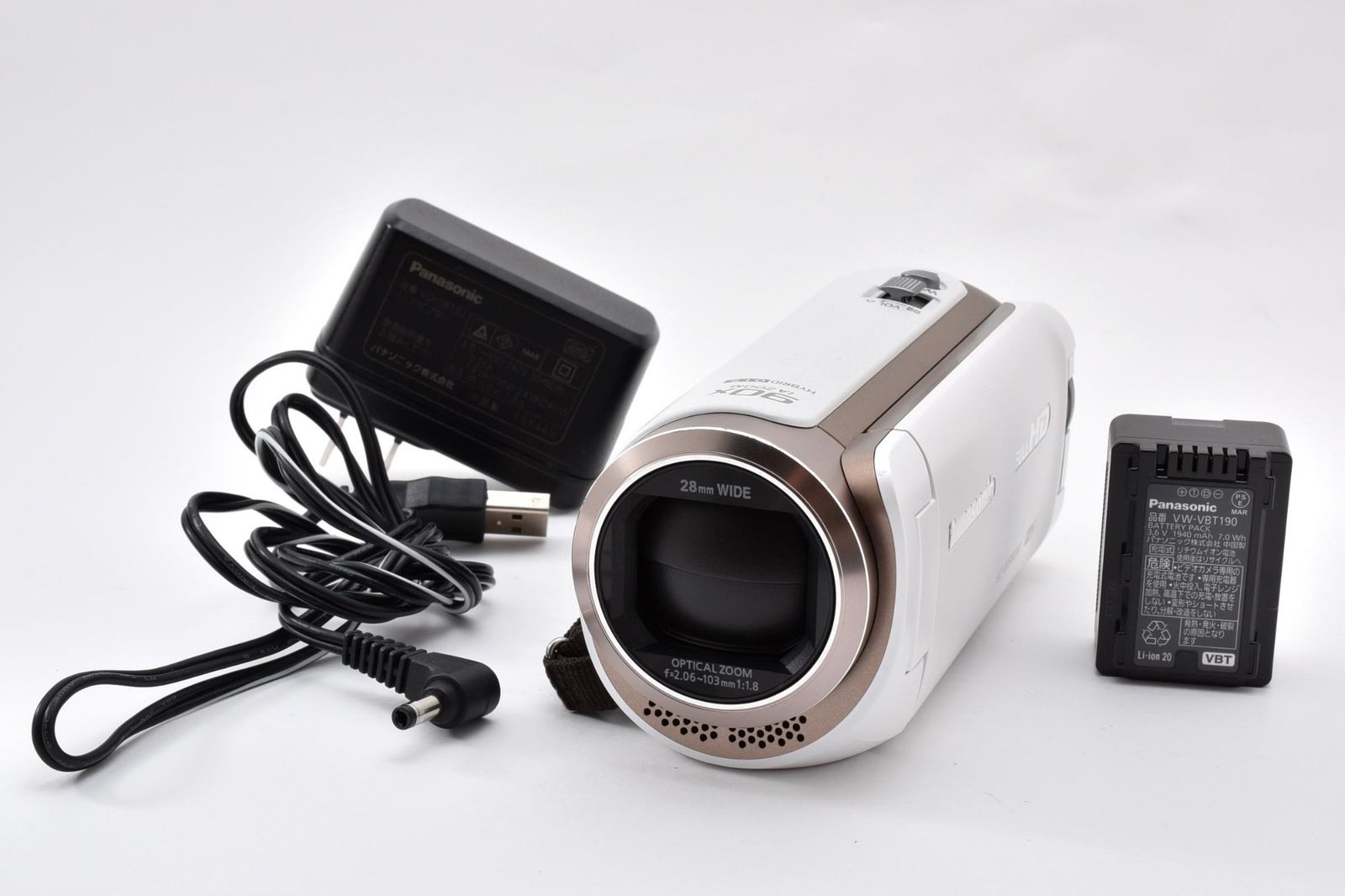 実用美品 Panasonic パナソニック HC-W580M 白 ホワイト ビデオカメラ