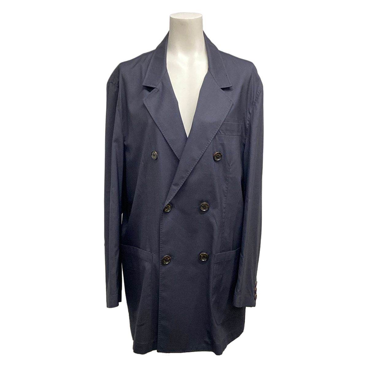 BRUNELLO CUCINELLI(ブルネロクチネリ) ジャケット サイズM メンズ美品 - ネイビー ダブル/長袖 ウール、シルク