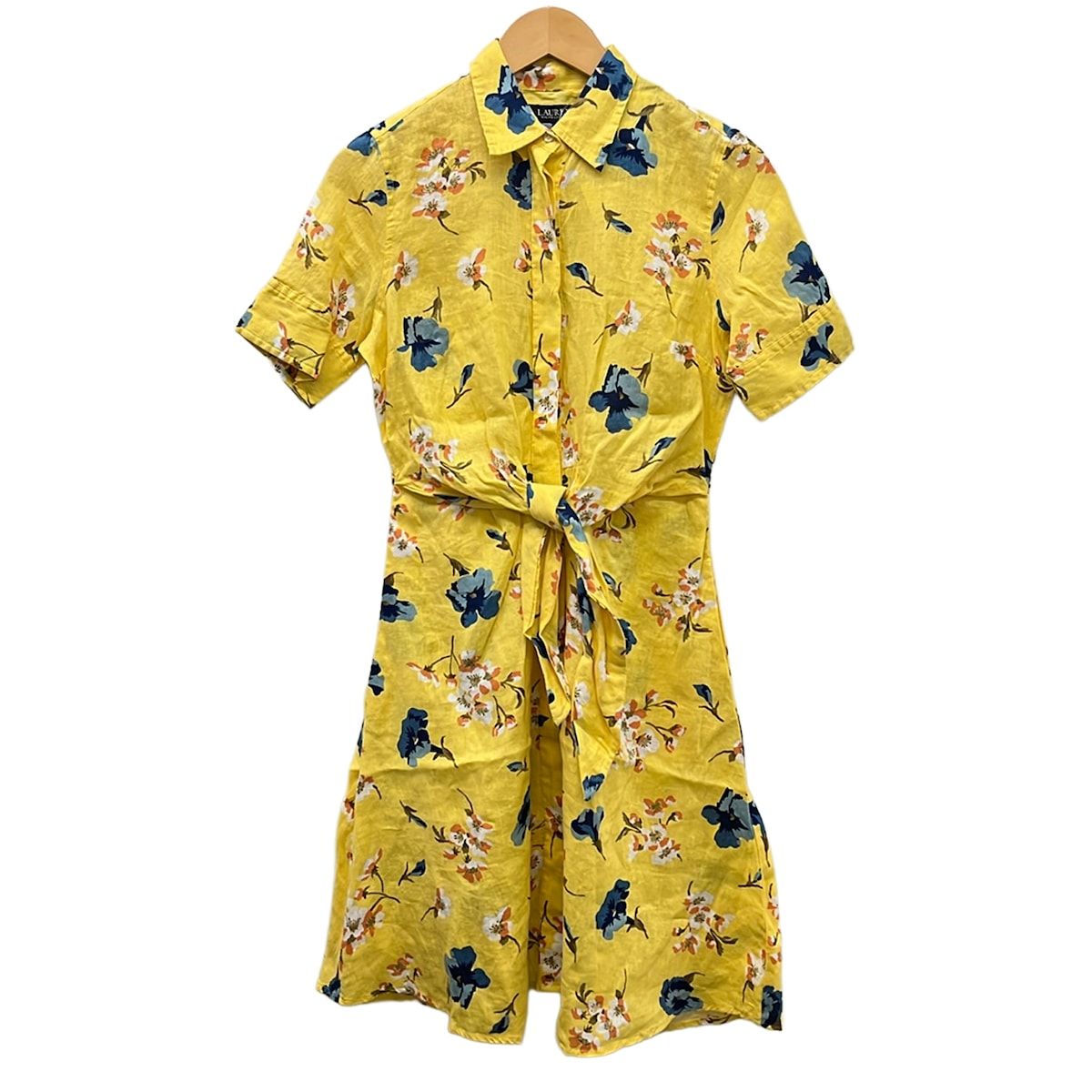 RalphLauren(ラルフローレン) ワンピース サイズ0 XS レディース美品 - 2000974687001 イエロー×ブルー×マルチ 花柄/半袖 14,874円