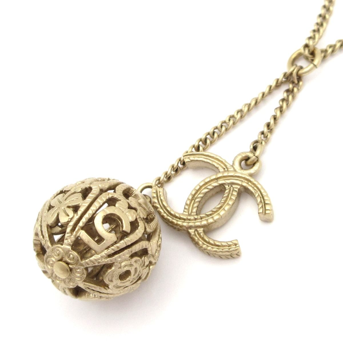 CHANEL(シャネル) ネックレス美品 - シャンパンゴールド ココマーク/ボール 51,360円