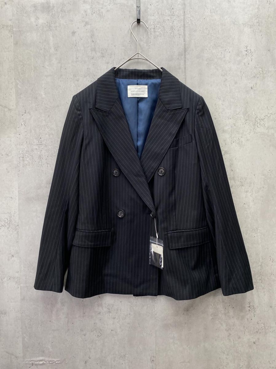 新品 LUCA ルカ ストライプ ダブル ジャケット ネイビー ◇■◎レディース